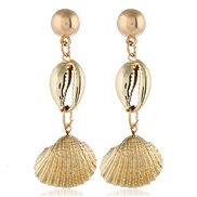 ( Gold)occidental style retro fashion trend fashion ear stud brief exaggerating Shells earrings