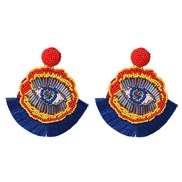 ( blue)UR handmade beads earrings personality ethnic style tassel earring occidental style arring
