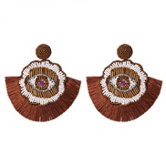 ( brown)UR handmade beads earrings personality ethnic style tassel earring occidental style arring