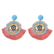 ( Pink)UR handmade beads earrings personality ethnic style tassel earring occidental style arring