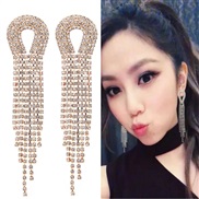 fine  occidental style fashion Metal bright diamond tassel exaggerating ear stud