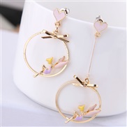 fine  Korean style fashion sweetOL concise angel asymmetry personality temperament ear stud