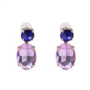 (purple)occidental style elements crystal Round earring elegant handmade arring