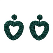 ( green)occidental style heart-shaped brief handmade beads Earring Bohemia beads ear stud earrings