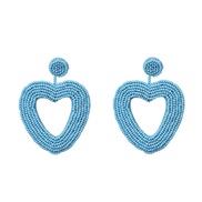 ( blue)occidental style heart-shaped brief handmade beads arring Bohemia beads ear stud earrings