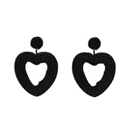 ( black)occidental style heart-shaped brief handmade beads arring Bohemia beads ear stud earrings