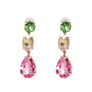 (+ champagne+)occidental style Korean style temperament colorful diamond drop earrings ear stud collocation