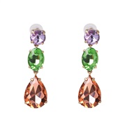 (++)occidental style Korean style temperament colorful diamond drop earrings ear stud collocation