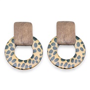 ( green)occidental style fashion exaggerating Wood leopard circle ear stud earrings earring