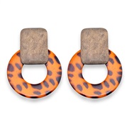 ( orange)occidental style fashion exaggerating Wood leopard circle ear stud earrings earring