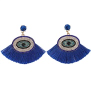 ( Style 1 blue) Bohemia ethnic style trend tassel eyes earrings occidental style trend