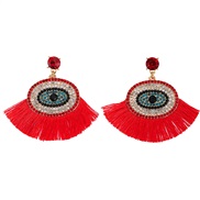 ( Style 1 red) Bohemia ethnic style trend tassel eyes earrings occidental style trend