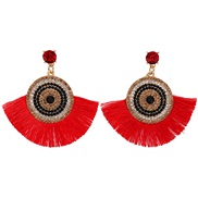 ( red) Bohemia ethnic style trend tassel eyes earrings occidental style trend