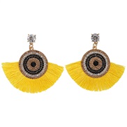 ( yellow) Bohemia ethnic style trend tassel eyes earrings occidental style trend