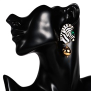 (zebra)occidental style exaggerating Stripe enamel earrings woman fashion temperament ear stud Africa customs Bohemian s