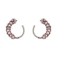 ( Pink) retro temperament Pearl circle earrings occidental style diamond geometry ear stud arring