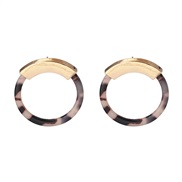 ( brown)resin AcrylicO plates leopard gold Alloy buckle earrings earrings