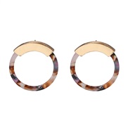 ( Color)resin AcrylicO plates leopard gold Alloy buckle earrings earrings