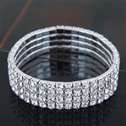 ( four row ) Korean style fashion sweet Metal mosaic Rhinestone bride accessories elasticity woman personality bracele