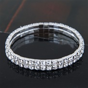 ( two row ) Korean style fashion sweet Metal mosaic Rhinestone bride accessories elasticity woman personality bracelet