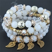 occidental style trend  concise Metal leaves all-Purpose multilayer beads temperament bracelet