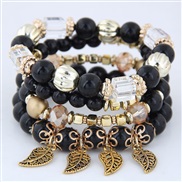 occidental style trend  concise Metal leaves all-Purpose multilayer beads temperament bracelet