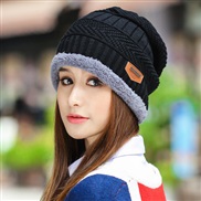 (  black)knitting woman thick warm bag head Outdoor Korean style woolen hat