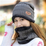 (  gray)knitting woman thick warm bag head Outdoor Korean style woolen hat
