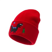 ( red) embroidery knitting child DIY warm child hat