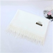 ( white) thick pure color scarf lady autumn Winter warm Korean style all-Purpose tassel imitate sheep velvet