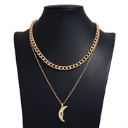 occidental style fashion  Metal all-Purpose Meniscus Metal Double layer chain temperament necklace