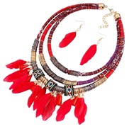 occidental style  trend  noble wind concise feather tassel all-Purpose temperament necklace earrings  set