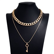 occidental style fashion  Metal concise key Double layer chain temperament necklace