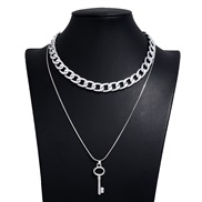 occidental style fashion  Metal concise key Double layer chain temperament necklace