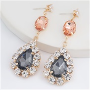 ( black)occidental style Alloy diamond fully-jewelled Rhinestone glass diamond earrings woman temperament trend super ea
