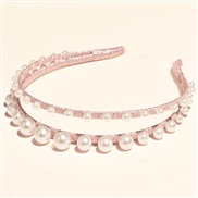(Pearl  Pink)occidental styleins Pearl eadband Double layer big samll Pearl temperament all-Purpose fashion eadband hand
