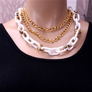 ( white  necklace=)occidental style new sweater chain  multilayer Acrylic necklace  trend chain
