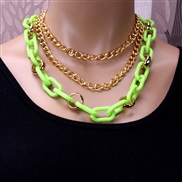 ( green  necklace=)occidental style new sweater chain  multilayer Acrylic necklace  trend chain