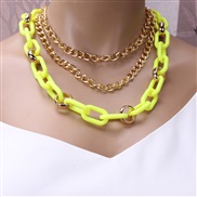 ( yellow  necklace=)occidental style new sweater chain  multilayer Acrylic necklace  trend chain