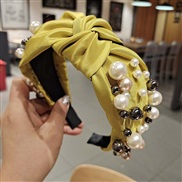 ( yellowPearl ) pattern Cloth Pearl  brief high-end Headband  all-Purpose temperament Headband