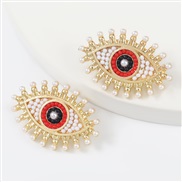 ( red)personality all-Purpose Alloy diamond embed Pearl eyes earrings woman occidental style retro trend Nation ear stud