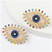 ( Blue color)personality all-Purpose Alloy diamond embed Pearl eyes earrings woman occidental style retro trend Nation e