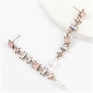 ( Pink)earrings fashion all-Purpose Alloy diamond embed Pearl earring long style earrings woman occidental style trend a
