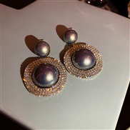 ( Silver needle  gray)silver occidental style fashion exaggerating fully-jewelled Pearl earrings retro earring atmospher