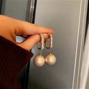 ( Silver needle champagne)silver brief fashion zircon Pearl earring temperament personality earrings Korea retro arring 