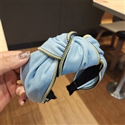 ( light blue )Korea fine Cowboy Headband  brief width Cloth zipper Headband  fashion medium woman