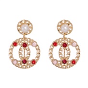 temperament Ladies samll wind Pearl circle earrings Korea geometry ear stud
