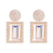 ( Golden white )creative trend earrings occidental style Rhinestone crystal ear stud personality earring