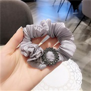 (Ligh  gray) Korea big high quality Rhinestone circle Cloth big circle sweet all-Purpose head rope rope fashion