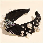 ( black)occidental style Pearl diamond Headband big samll Pearl fashion all-Purpose Cloth width Headband woman
